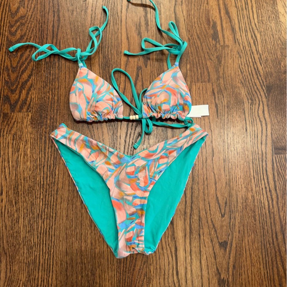 Ophelia & Co. Vibrant Teal and Coral Bikini